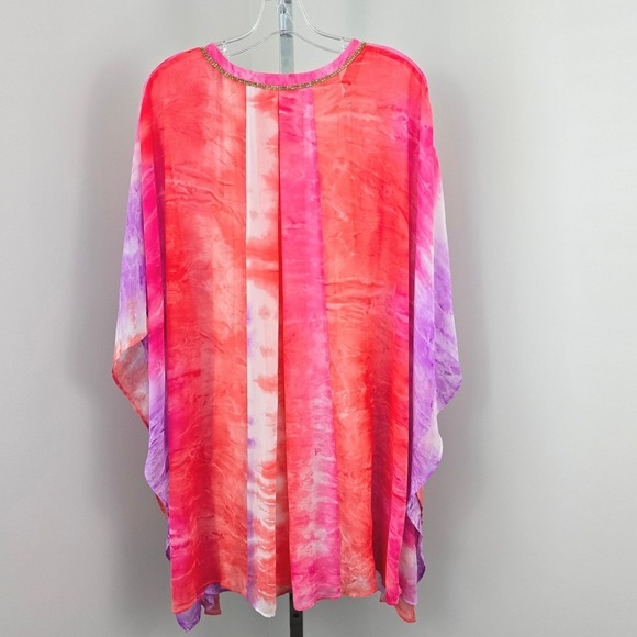 Jennifer Lopez Rhinestone V-Neck Kimono Style Multicolor Top L - Picture 2 of 8